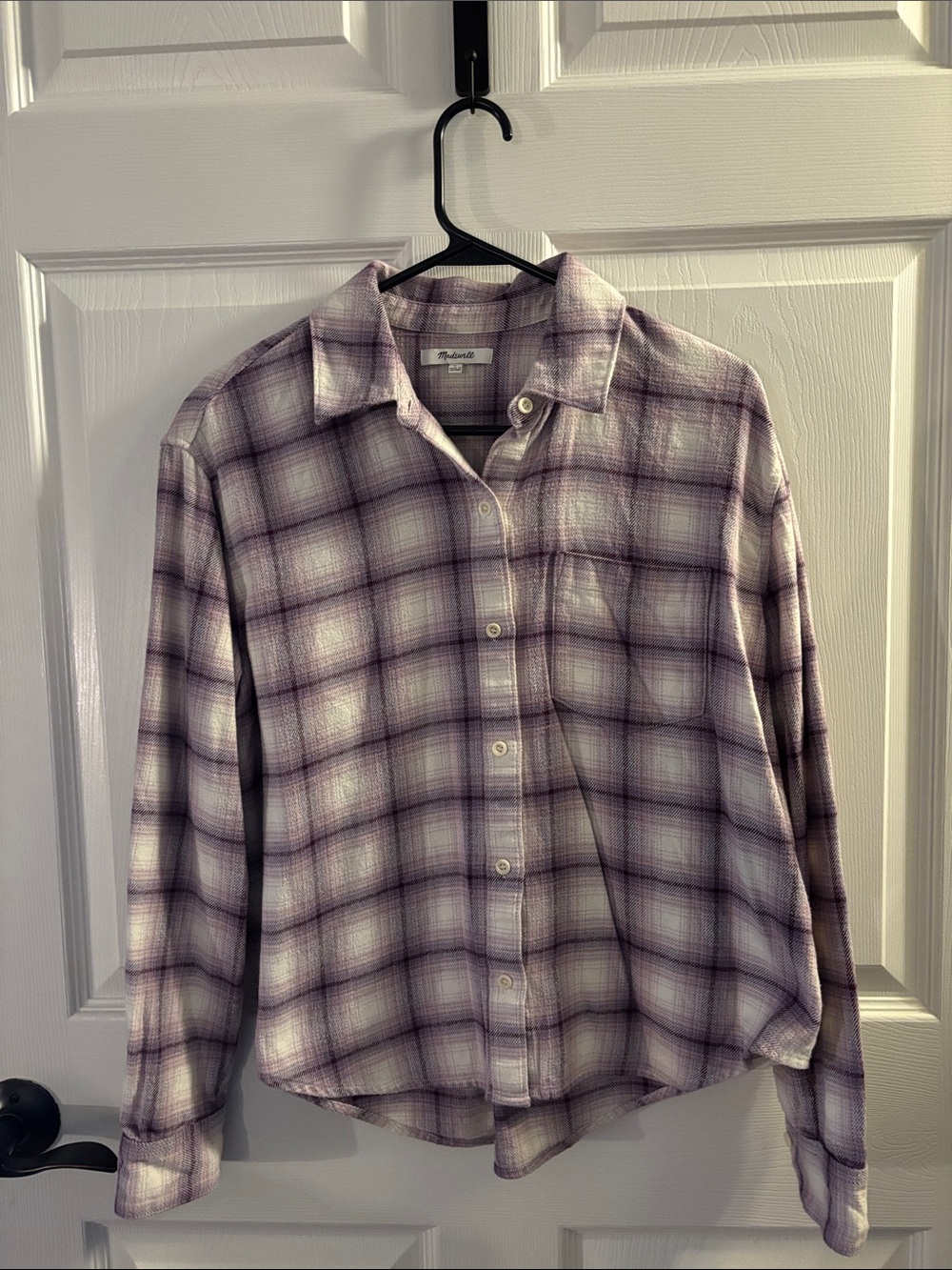 Madewell Lavender Flannel Plaid Button-Down Shirt - Picture 1 of 2
